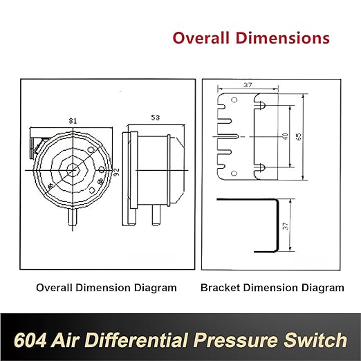 1pcs 604 Micro Differential Pressure Switch - 20-1000Pa Adjustable Air & Gas Sensor for HVAC Systems, Ventilation, Filter, Duct Alarm Use(20-300pa)