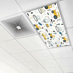 6 Pcs Fluorescent Light Covers for Ceiling Lights Colorful Construction Vehicle Diggers Cranes Tractors Decorative Magnets Light Filters for Office Home Classroom Must Haves 4’ x 2’