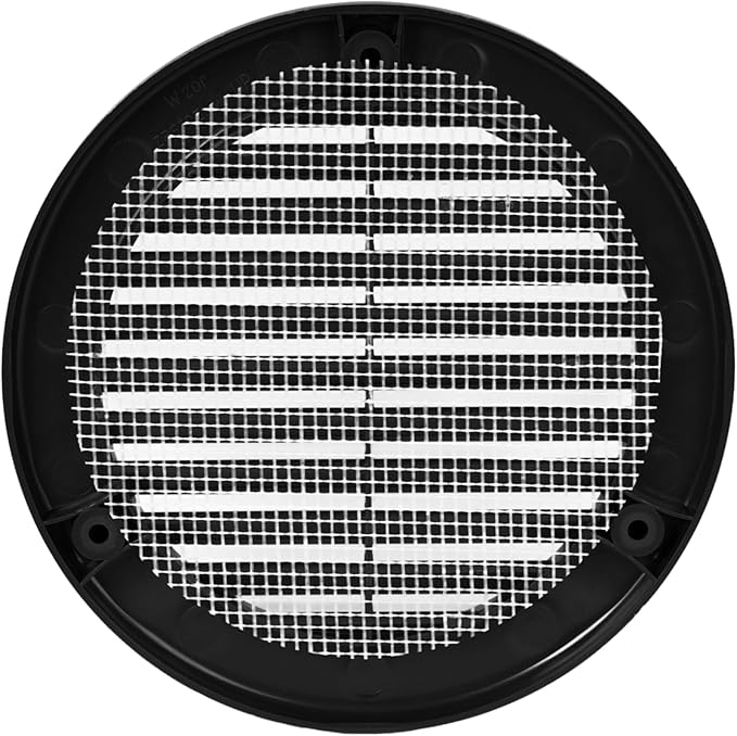 Vent Systems 4" Inch (Opening Dimensions) - Pack of 10 - Black Soffit Vent Cover - Plastic Round Air Vent Grille - Built-in Mesh Screen - HVAC Register Louver for Bathroom, Home, Kitchen