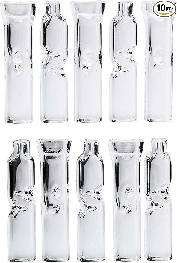 Premium Quality Glass Cigarette Rolling Filter Tips - Pack of 10 (8x35mm-Flat Mouth)