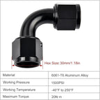 EVIL ENERGY 12AN Female to 12AN Female 90 degree Swivel Coupler Fitting Union Adapter Aluminum Black 2PCS