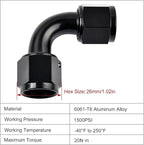 EVIL ENERGY 10AN Female to 10AN Female 90 Degree Swivel Coupler Union Fitting Adapter Aluminum Black 2PCS