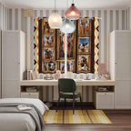 2 Panel Kitchen Cafe Curtains, Wildlife Camels Sunlight Filtering Nature Air Through, Home Decor Window Covering Tier Curtains for Living Room 104W x 84L inch Deserts Animals Brown Geometric Rustic