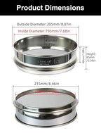 All 304 Stainless Steel 60 Mesh Test Sieve (0.3mm Aperture), 8 Inch/20cm Diameter, Flour Sifter & Lab Strainer, Fine Wire Mesh Screen for Baking, Sand Analysis & 3D Printing Powder