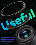 40.5-58mm Metal Step-Up Ring Adapter Compatible with Mirrorless Cameras DSLR Lens, UV CPL ND Filter Thread Converter, Black