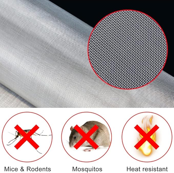 MRYBD 304 Stainless Steel Woven Wire Mesh Small 1mm Hole Fine Wire Mesh, 30 Mesh Drain Cover Mesh, Garden Insect Screen, for Air Bricks, Window, Vents, Filter 1x5m