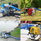 DAVCO 2" ID × 100 ft Pool Backwash Hose, Heavy Duty Reinforced Blue PVC Lay Flat Water Discharge Pump Hoses For Swimming Drain Pools and Clean Filters, with Aluminum Camlock C and E Fittings