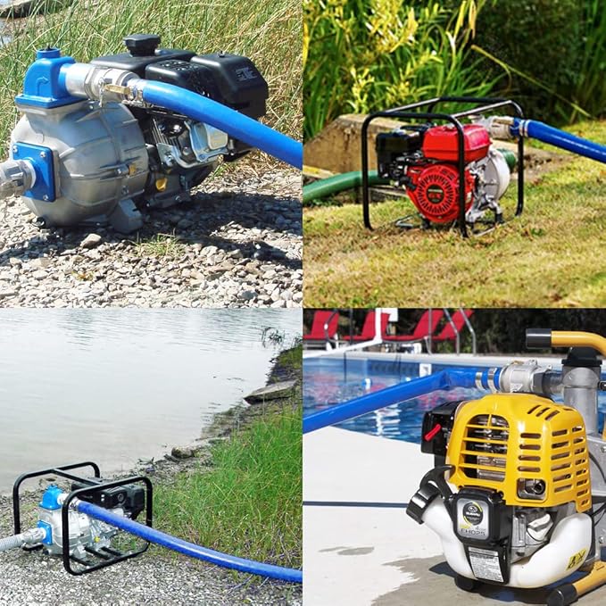 DAVCO 3" ID × 50 ft Pool Backwash Hose, Heavy Duty Reinforced Blue PVC Lay Flat Water Discharge Pump Hoses For Swimming Drain Pools and Clean Filters, with Aluminum Camlock C and E Fittings