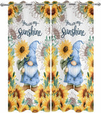 Summer Outdoor Curtains for Patio Sunflowers Gnome Eucalyptus Leaves Waterproof Outside Curtains with Grommet Top Weatherproof Curtain for Cabana Pergola Gazebo, 2 Pack, 54" W x 108" L