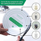 Biodegradable Natural Filter - 2 Years Supply for Kitchen Compost Bins - Longer Lasting Activated Charcoal - Universal Size Fits All Compost Bins up to 7.25" Filter Size - Replacement Set of 12
