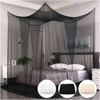 Canopy Bed Curtains Black/White/Beige Elegant Lace Canopy Curtain for Double King Size Bed(Beige)