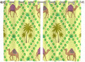 2 Panel Kitchen Cafe Curtains, Desert Sand Camels Sunlight Filtering Nature Air Through, Window Decor Tier Curtains for Living Room 104W x 72L inch Palm Trees Tropical Plants Polka Dot Yellow