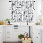 Farmhouse Kitchen Curtains Set 3 Piece for Windows,Rod Pocket Valance and Tier Set 36 Inch Length,Blue Country Texas Star Vintage Berries Wooden Light Filtering Cafe Curtains for Living Room