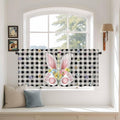 Easter Kitchen Tier Curtains 36 Inch Long 2 Panel Set,Rod Pocket Half Window Curtains Over Sink,Spring Rabbits Ears Feet Wildflowers Black Plaid Light Filtering Short Drapes Cafe 27.5"W x 36"L