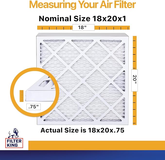 Filter King 18x20x1 Air Filter | 6-PACK | MERV 13 HVAC Pleated A/C Furnace Filters | MADE IN USA | Actual Size: 18 x 20 x .75"