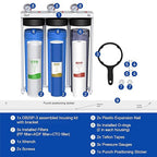 SimPure Whole House Water Filter System, 3 Stages Clear Home Water Pre-Filtration with Carbon Sediment and KDF Filters, Reduce Iron, Chlorine, Manganese...(DB20P-3KDF)