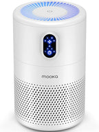 MOOKA Air Purifiers for Home Large Room up to 1076ft², H13 True HEPA Air Filter Cleaner, Odor Eliminator, Remove Smoke Dust Pollen Pet Dander, Night Light, B-D02L White
