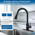 Kitchen Sink Faucet with Pull - Down Sprayer, 2 - Handle 3 - in - 1 Kitchen Sink Filter Faucet, Cold and Hot Mixer Drinking Water Faucet (Classic, Black-2)