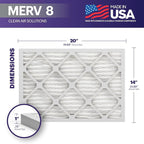 BNX TruFilter 14x20x1 Air Filter MERV 8 (12-Pack) - MADE IN USA – Dust & Pet Defense Electrostatic Pleated Air Conditioner HVAC AC Furnace Filters for Dust, Pet, Mold, Pollen MPR 600 – 700 & FPR 5