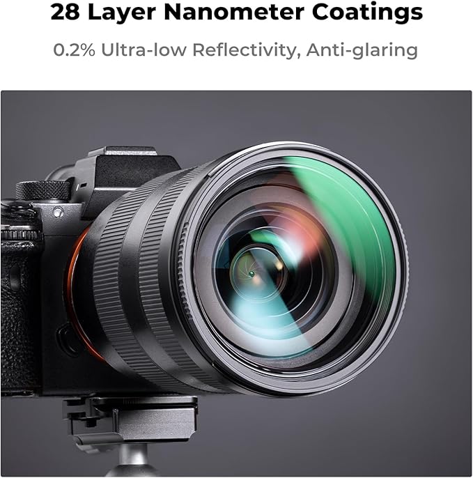K&F CONCEPT 55mm MC UV Lens Protection Filter with Filter Cap Cleaning Cloth Optical Glass Ultra Slim 28 Multi-Layer Coatings Camera Lens UV Filter (Nano-X Series)