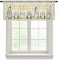 Rustic Lemon Gnomes Sheer Valance Curtains, Summer Fruit Leaves Retro Linen Texture Light Filtering Kitchen Valances Rod Pocket Voile Curtain Window Treatment for Bedroom/Living Room/Basement 60Wx18L