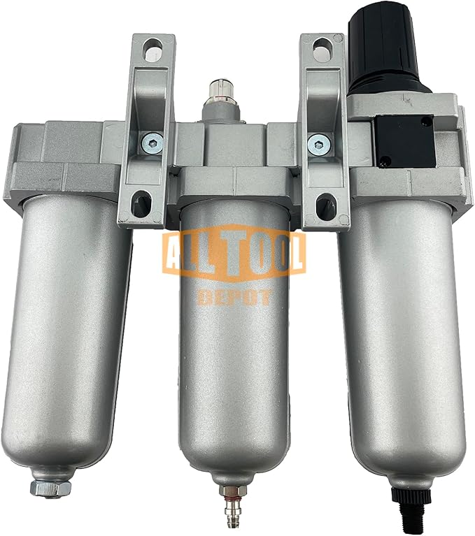 3 STAGE, HEAVY DUTY INDUSTRIAL GRADE FILTER REGULATOR COALESCING DESICCANT DRYER SYSTEM FOR COMPRESSED AIR LINE, METAL BOWLS, GREAT FOR PAINT SPRAY AND PLASMA CUTTER W/ELEMENTS (3/4"NPT, AUTO DRAIN)