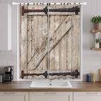 Farmhouse Wood Grain Living Room Curtains 84 Inch Length, Window Curtains Tab Top, Vintage Country Barn Gate Brown Light Filtering Window Treatments Drapes 52"x84" 2 Panel