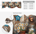 Country Flower Tie Up Valance for Window, Western Texas Star Butterfly Barn Door Adjustable Balloon Window Shade Valance Curtain for Kitchen Cafe Bathroom Window Treatment Panel 42''x18''