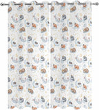 Cartoon Animals Outdoor Curtains for Patio Raccoons Rabbits Moon Waterproof Outside Curtains with Grommet Top Weatherproof Curtain for Cabana Pergola Gazebo, 2 Pack, 54" W x 95" L