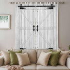 Farmhouse Wood Grain Living Room Curtains 96 Inch Length, Window Curtains Tab Top, Vintage Country Barn Gate Grey Light Filtering Window Treatments Drapes 52"x96" 2 Panel