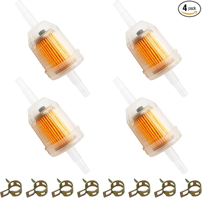 Strongthium 1/4" Inline Fuel Gas Filters with Magnet for Kawasaki Kohler Briggs & Stratton Lawn Mowers Small Tractors Tillers Garden Equipment Snowmobiles Go Karts 4 Pack