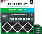 Filterbuy 16x16x1 Air Filter MERV 10 Odor & Allergy Defense with Activated Carbon (4-Pack), Electrostatic Pleated HVAC AC Furnace Filters Replacement, Made in USA (Actual Size: 15.75 x 15.75 x 0.75)