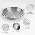 Oil Filter Tray, Stainless Steel Kitchen Oil Filter Tray with Mesh Filter Basket Colanders with Handle Air Fryer Accessories for Frying Cooking (7.87 in)