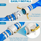 1.5" x 50 Ft Discharge Hose, Heavy Duty PVC Lay Flat Water Backwash Hose,Durable Pool Drain Hose with Aluminum CE Fittings for Water Pump And Filters