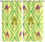 2 Panel Kitchen Cafe Curtains, Desert Sand Camels Sunlight Filtering Nature Air Through, Window Decor Tier Curtains for Living Room 104W x 84L inch Palm Trees Tropical Plants Polka Dot Yellow
