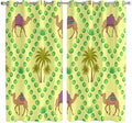 2 Panel Kitchen Cafe Curtains, Desert Sand Camels Sunlight Filtering Nature Air Through, Window Decor Tier Curtains for Living Room 80W x 63L inch Palm Trees Tropical Plants Polka Dot Yellow