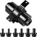 EVIL ENERGY Inline Fuel Filter 40 Micron with Barb 1/2", 3/8", 5/16" Fitting Adapter, Bracket Clamp 60MM Universal Aluminum Black for Gasoline, Diesel, Rubber Fuel Line