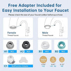 Water Filter for Sink Faucet,4-in-1 Faucet Water Filter with Filtration/Raw/Booster/Cleaning Mode, NSF42 Remove Chlorine & Odors,35”Hose and 360° Cleaning,Fits 95% of Kitchen Faucets,1*Filter, LJ209