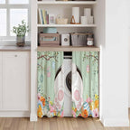 Easter Kitchen Tier Curtains 45 Inch Long 2 Panel Set,Rod Pocket Short Window Treatment,Spring Watercolor Bunny Eggs Wooden Grain Green Light Filtering Curtains & Drapes for Bathroom 27.5"W x 45"L