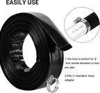 2.5" x 50 FT Pool Backwash Hose, Black Heavy Duty Reinforced PVC Lay Flat Water Discharge Hose for Swimming Pool Filter Pump,with 2 Clamp
