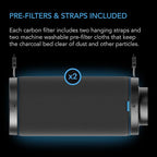 AC Infinity Air Carbon Filter XL 4", with Premium Australian Virgin Charcoal, Pre-Filter and Rope Hangers, Odor Scrubber fit for Inline Duct Fan, Odor Control, Hydroponics