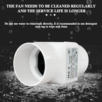 2” 18W Duct Ventilation Fan 50mm with 32mm PVC Pipe Interface 32 CFM Inline Exhaust Booster 12V Air Circulation Vent Blower for Greenhouse