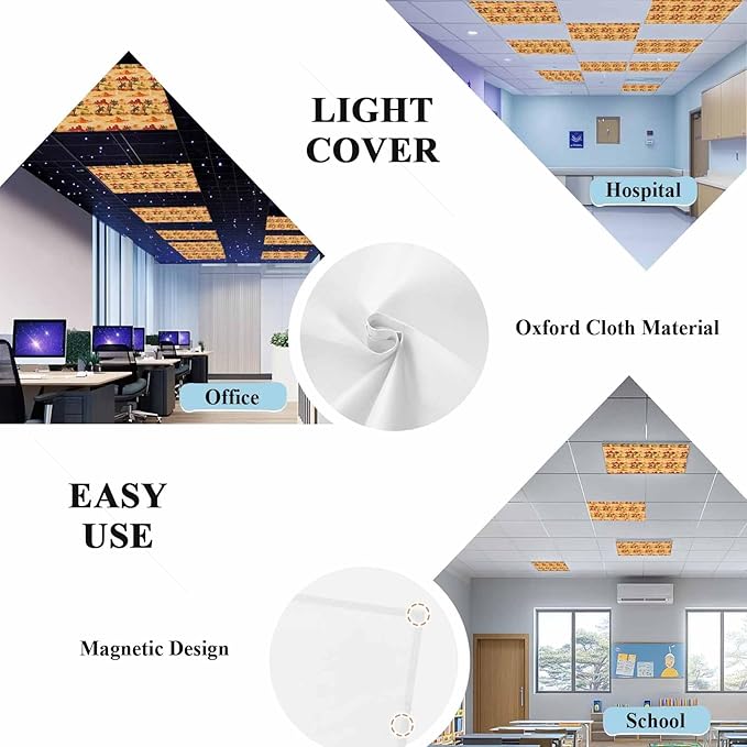Tropical Plant Cactus Fluorescent Light Covers 2 Pack Western Cowboy Horse Sunset Desert Ethnic Magnetic Fluorescent Ceiling Lights Filters for Office Classroom Home Drop Ceiling 4x2 Feet