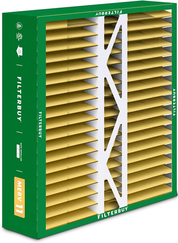 Filterbuy 16x22x5 Air Filter MERV 11 Superior Pet & Allergy Defense (2-Pack), Pleated HVAC AC Furnace Filters for Amana, Coleman, Goodman, York, and More (Actual Size: 15.38 x 21.88 x 5.25)