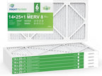 14x25x1 Air Filter 6 Pack, Durable MERV 8 Pleated Home HVAC AC Furnace Filters, Lightweight Compact Air Conditioner Filter Replacement