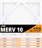 Tiger Tough MERV 10 Air Filters, 10x11x1 – MPR 1000 Pleated HVAC AC Furnace Filter Replacement, Pack of 4