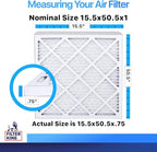 Filter King 15.5x50.5x1 Air Filter | 4-PACK | MERV 8 HVAC Pleated A/C Furnace Filters | MADE IN USA | Actual Size: 15.5 x 50.5 x .75"