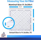 Filter King 11.5x26x1 Air Filter | 4-PACK | MERV 8 HVAC Pleated A/C Furnace Filters | MADE IN USA | Actual Size: 11.5 x 26 x .75"