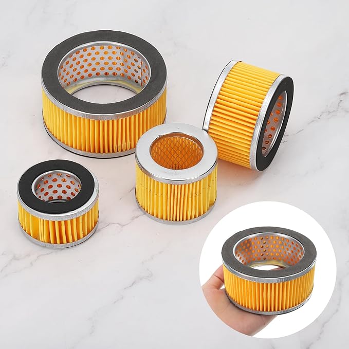 PATIKIL 4.2 x 2 Inch Air Compressor Intake Paper Filter 8 Pack Piston Type Air Filter Elements Replacement for Blowers Generators Filter Particles to Reduce Noise, Yellow