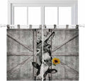 Funny Farm Animals Bedroom Curtains 63 Inch Length, Window Curtains Tab Top, Vintage Barn Grey Sunflowers Light Filtering Window Treatments Drapes 42"x63" 2 Panel